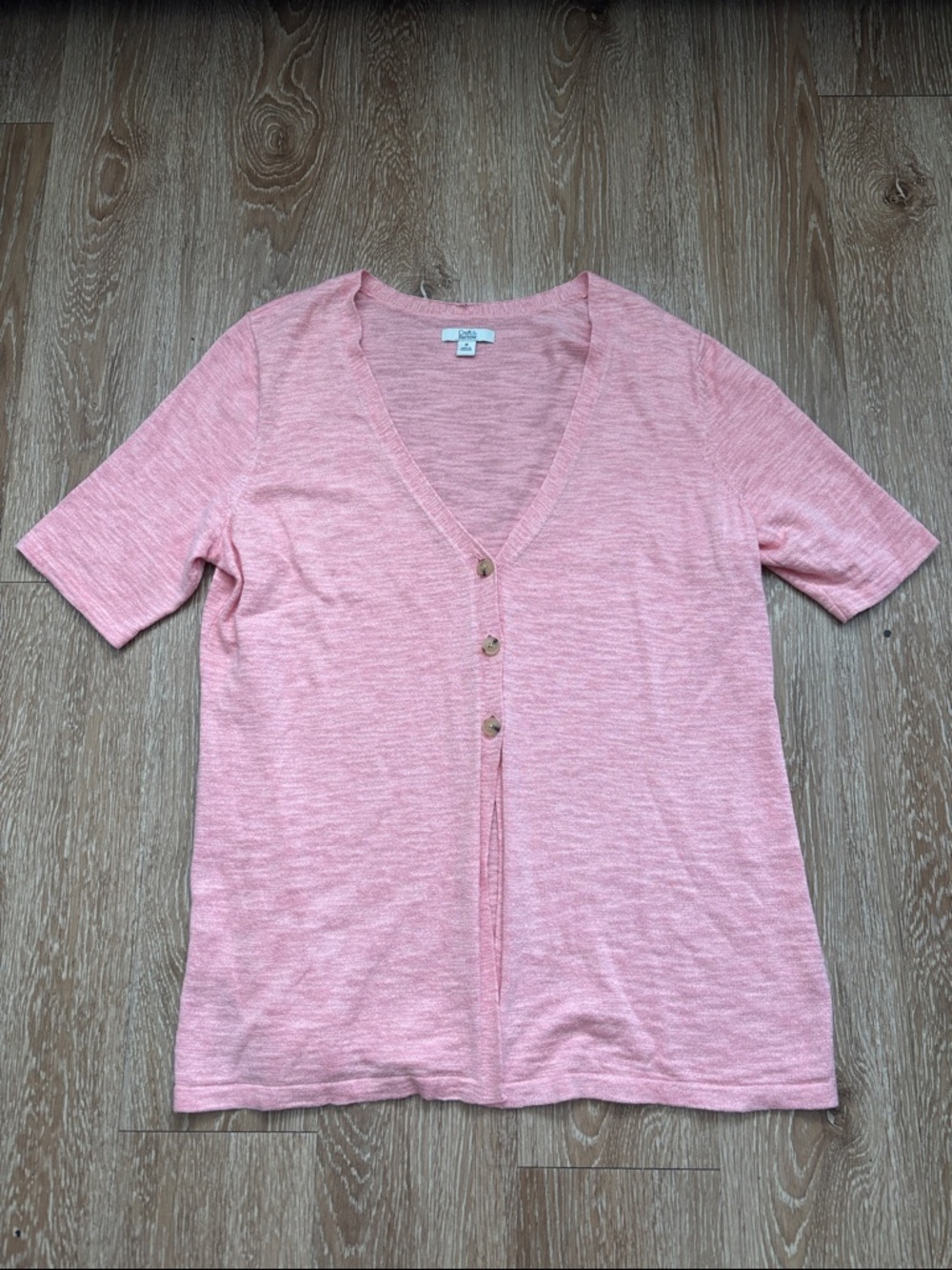 Croft & Barrow bubblegum pink short sleeve cardigan, cotton blend, Medium